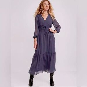 Old Navy Waist Defined Smocked Maxi Chiffon Dress